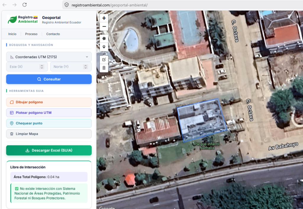 Geoportal Ambiental para obtener coordenadas UTM en formato Excel para el SUIA